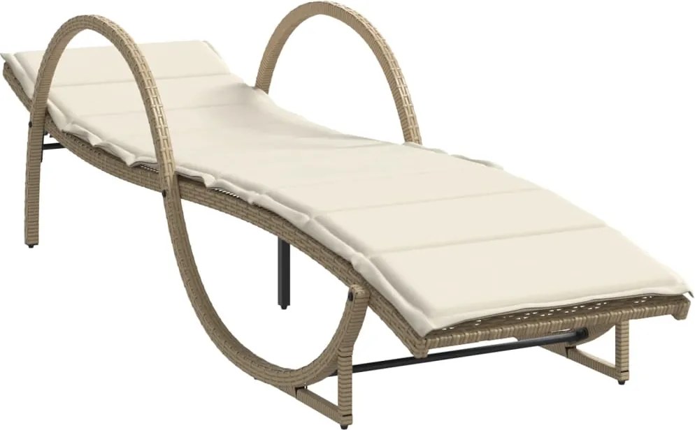 vidaXL bézs polyrattan napozóágy párnával 60 x 199 x 42 cm