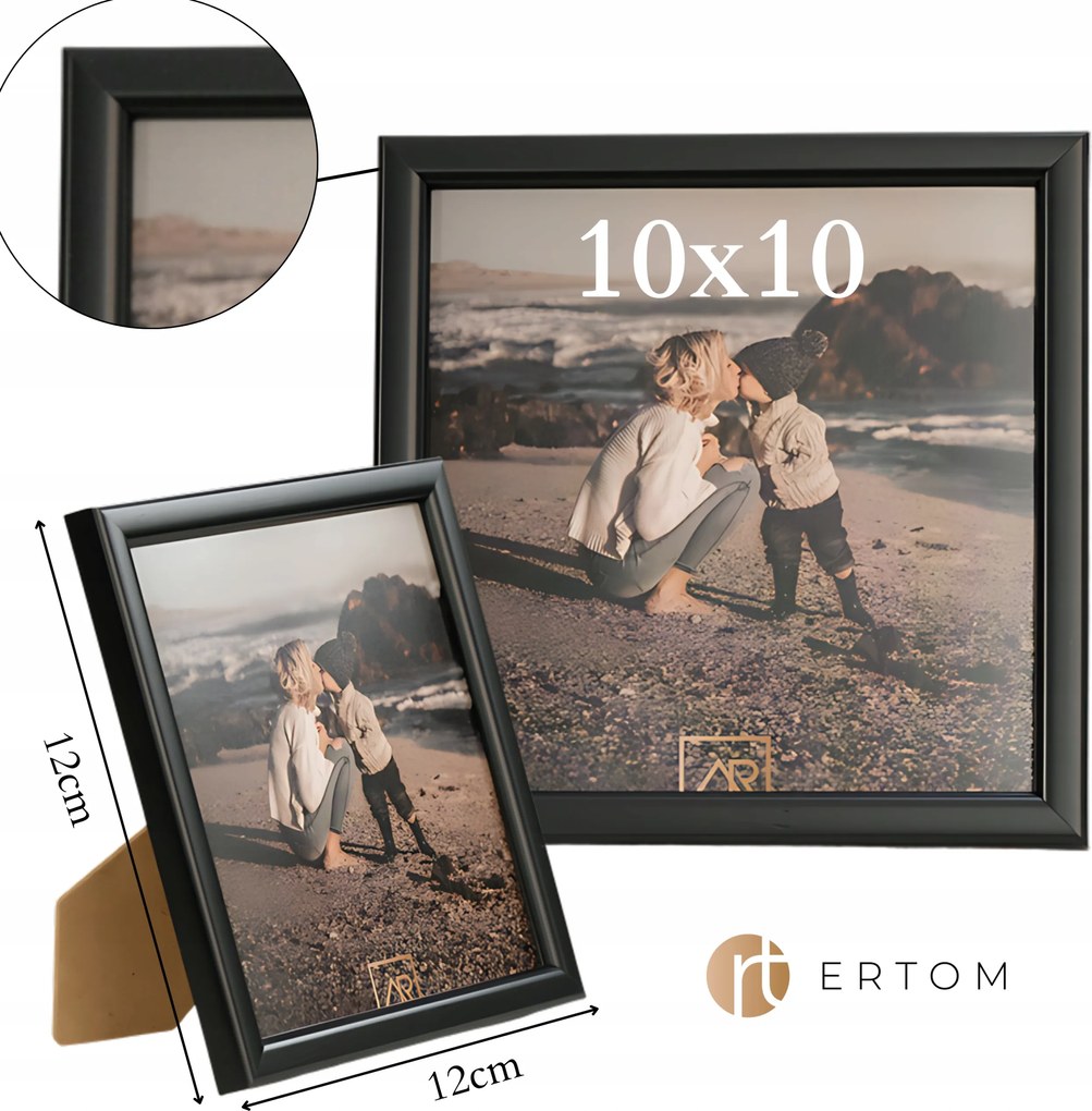 Képkeret 10x10, négyzet alakú, Aura, fekete