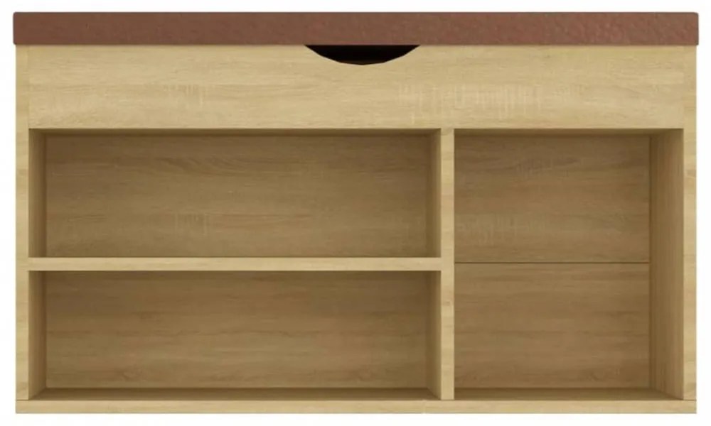 Sonoma tölgy forgácslap cipőtároló pad párnával 80 x 30 x 47 cm