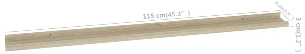 4 db sonoma tölgy színű fali polc 115 x 9 x 3 cm