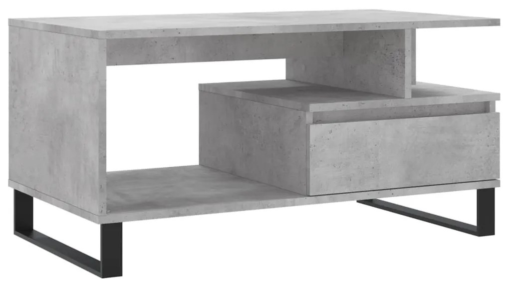 Betonszürke szerelt fa dohányzóasztal 90x49x45 cm