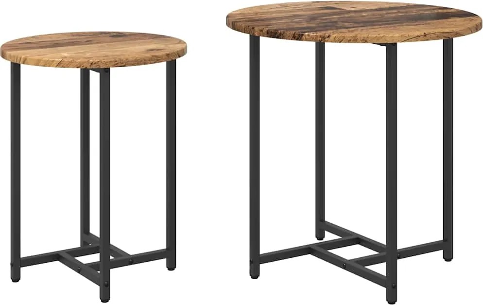 vidaXL Kisasztal készlet 2 pcs Régi fa és fekete