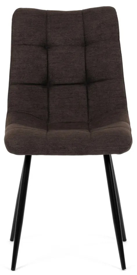 Scaun de sufragerie, material maro, picioare metalice negre