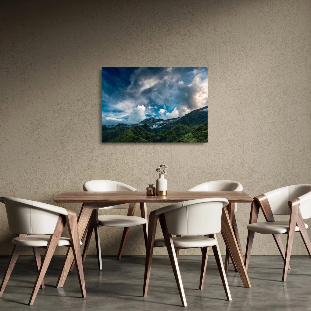 Hegyei kép (üvegen) (70x50 cm)