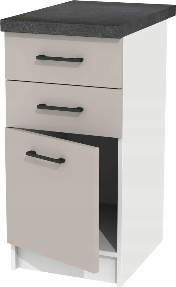 40 cm-es alsó konyhaszekrény Kasmír fiókokkal és District Dark munkalappal