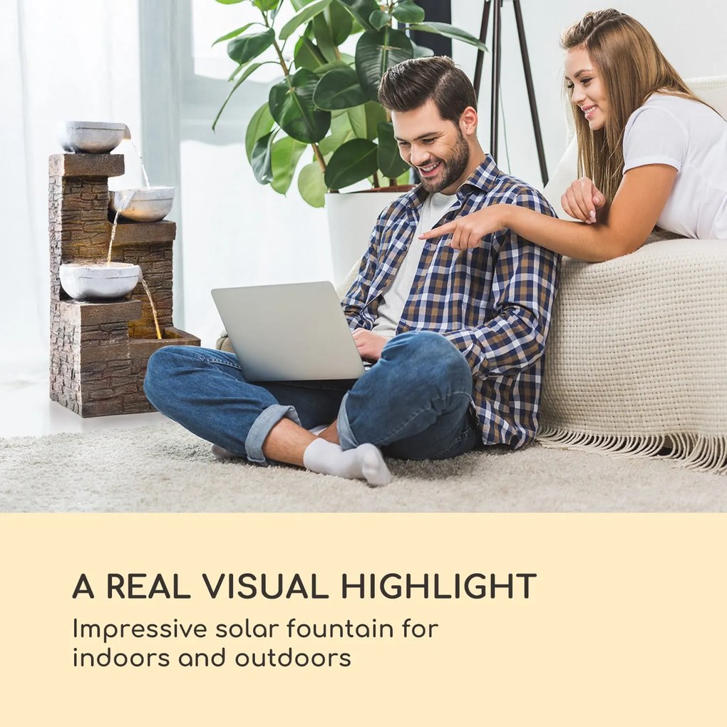 Blumfeldt Fez, szoláris szökőkút, LED, 34 × 76 × 36 cm (SZ × M × M), polirezin