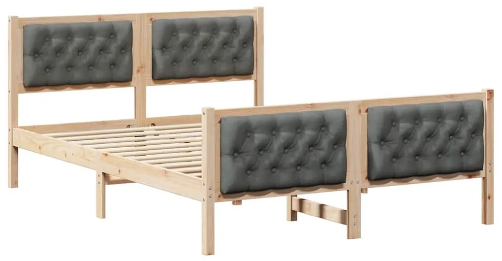 Ágykeret fejtámlával Sötétszürke 140 x 190 cm Tömör fenyőfa
