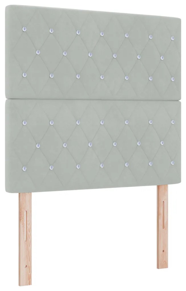 Boxspring Ágy Mattal és LED Fénnyel Szürke 90x190 cm Bársony