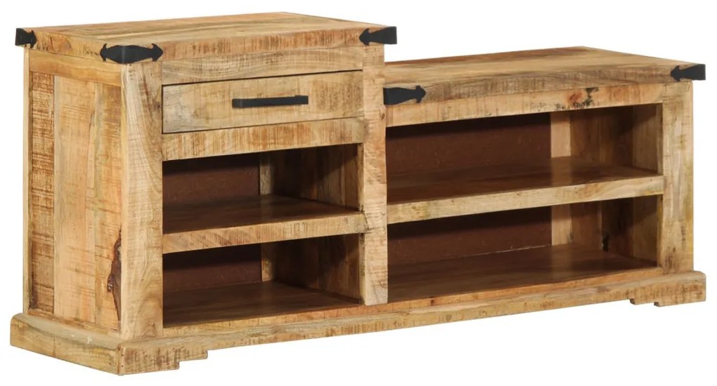 Cipőpad 110x35x50 cm Tömör durva fa mangó
