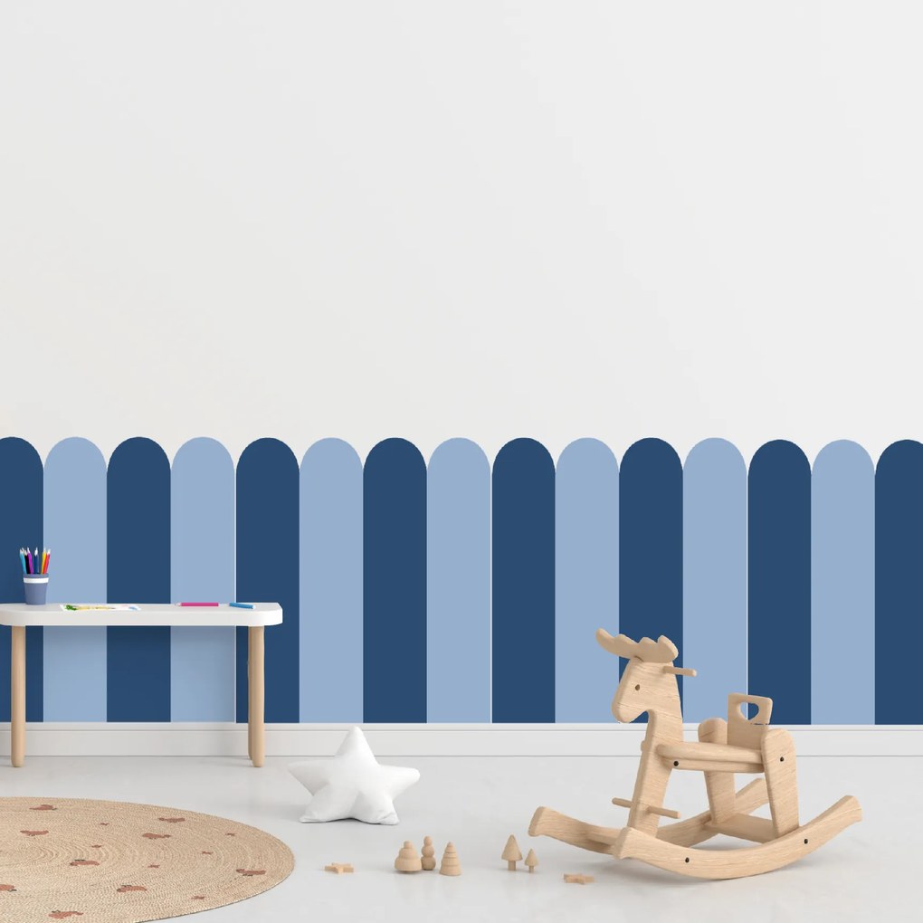 PIPPER. Textil öntapadó tapéta - Boltív - Sötétkék színű Méret: 80cm, Szín: Kombináció