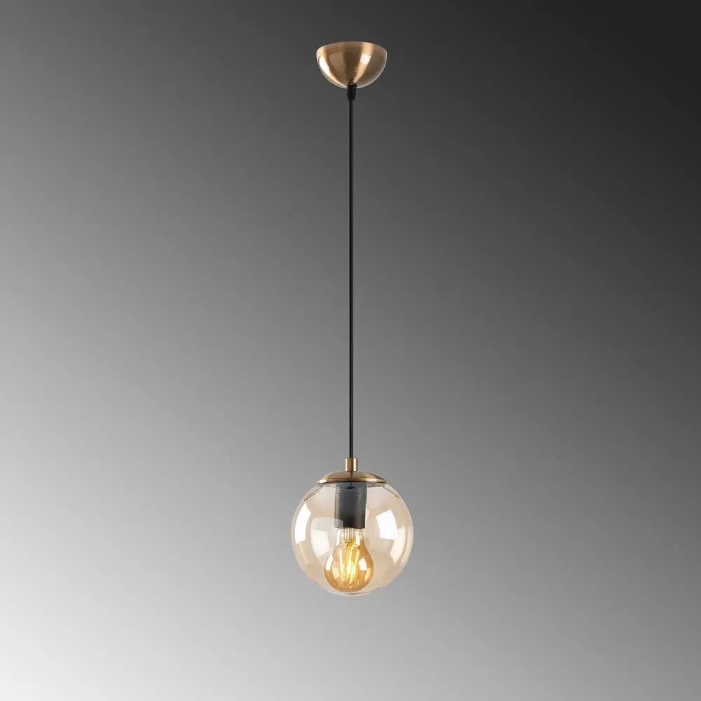 Aranyszínű függőlámpa üveg búrával ø 15 cm Efe – Opviq lights