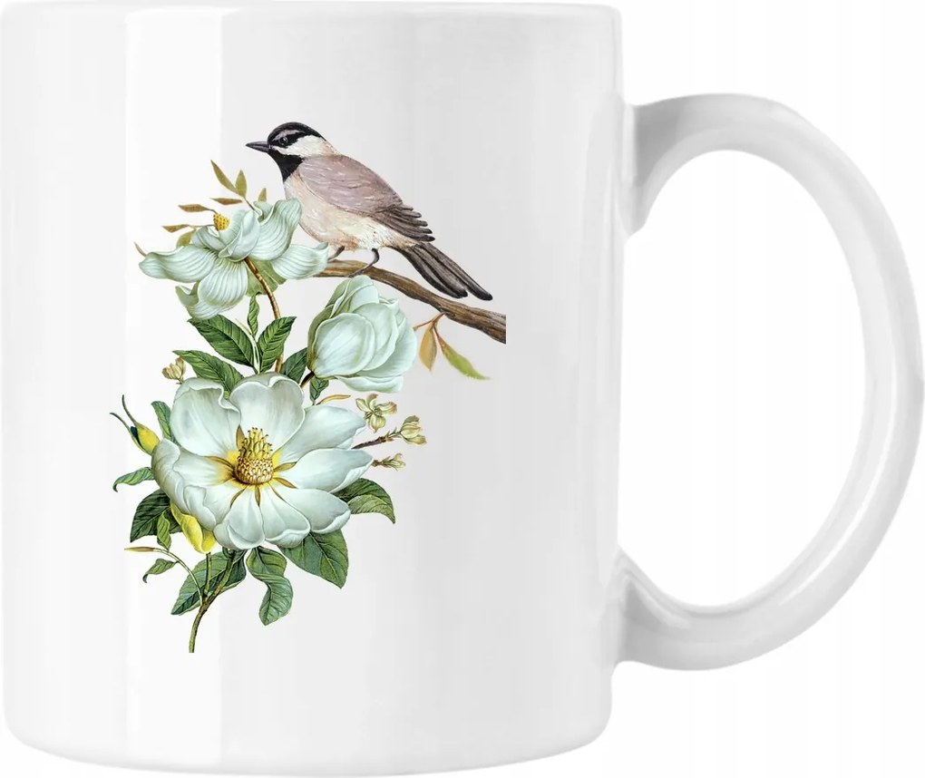 Bögre Madár Virágok Divatos 3 Fehér 330ml