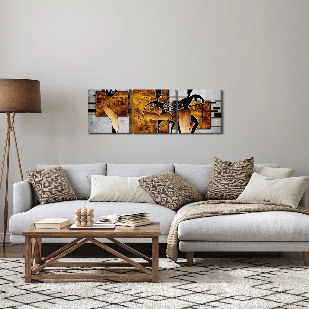 Kép - Az afrikai kultúra motívumai (órával) (90x30 cm)