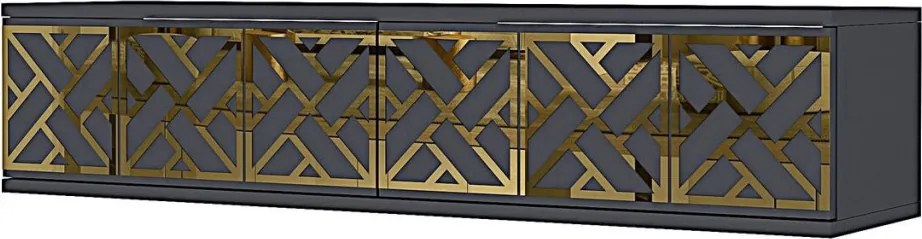 Arex komód, antracit-arany, 120 cm
