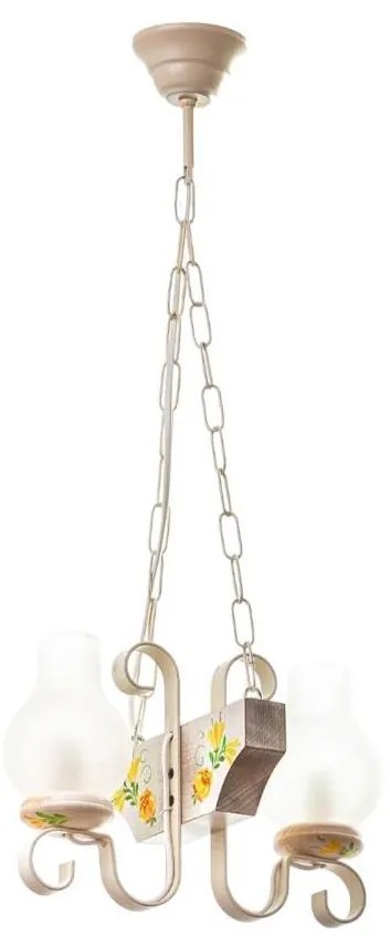 Brilagi - Csillár láncon QUEEN 2xE14/40W/230V bükkfa/krémes