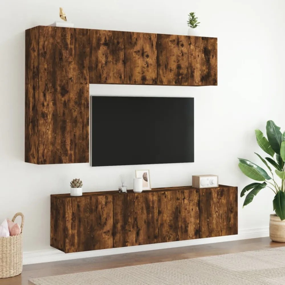 2 db füstös tölgy színű fali TV-szekrény 60 x 30 x 41 cm
