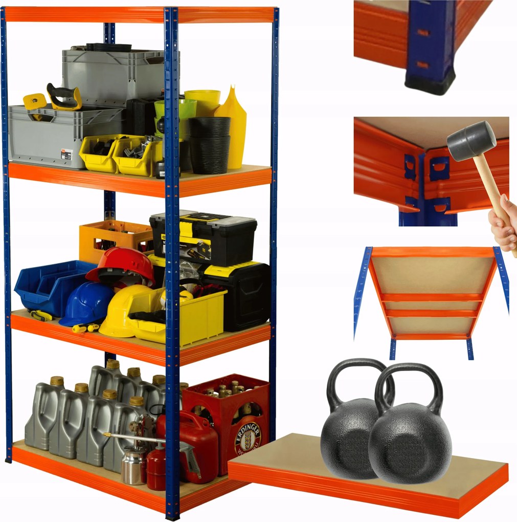 Fém tároló állvány garázs állvány Helios 180x90x40cm 4Px275kg