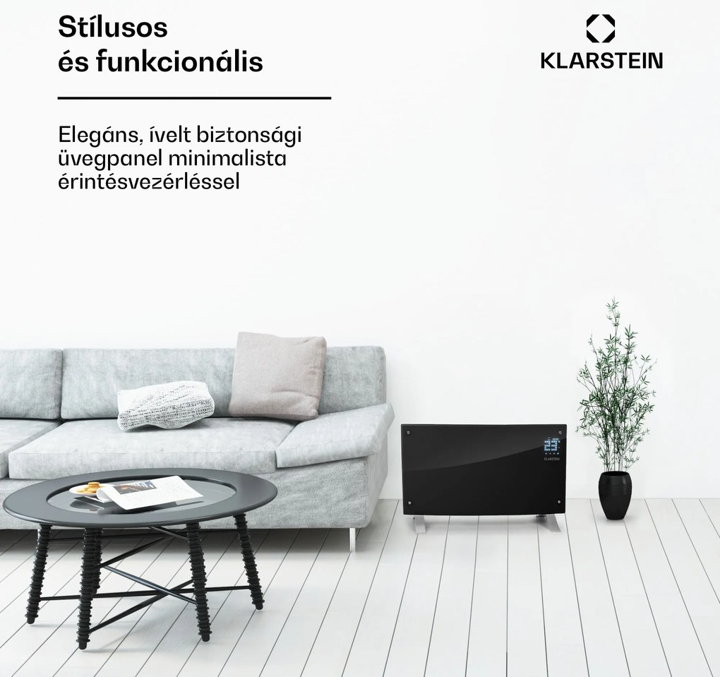 Klarstein Bornholm Curved Ambient, konvektor, 1000/2000 W, fekete