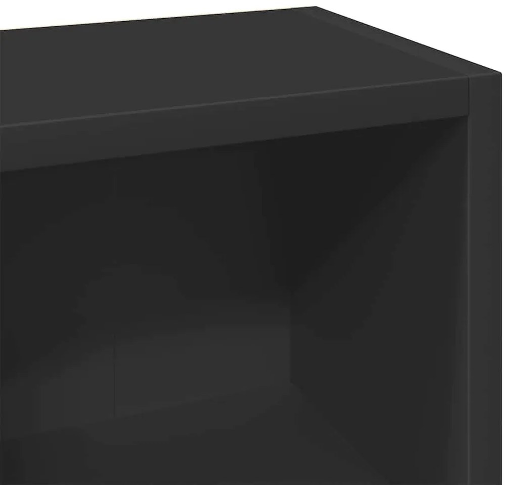 2 db fekete forgácslap CD-tartó szekrény 21 x 16 x 93,5 cm
