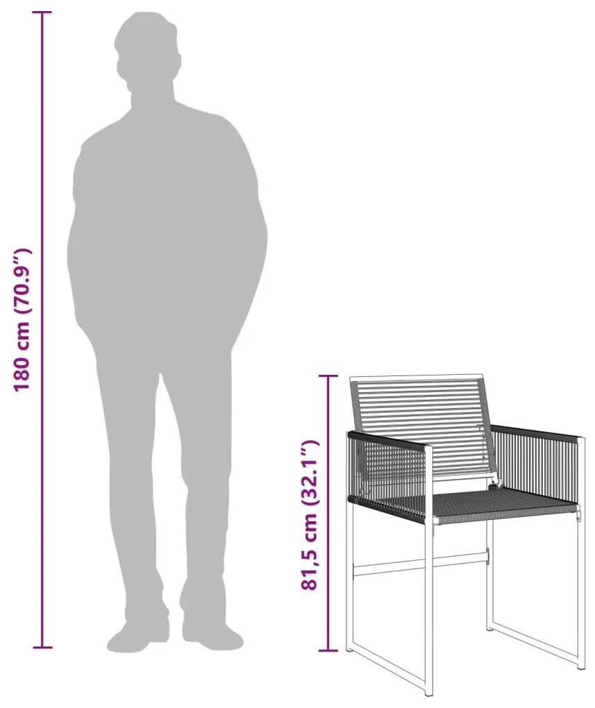 15 részes fekete polyrattan kerti étkezőgarnitúra