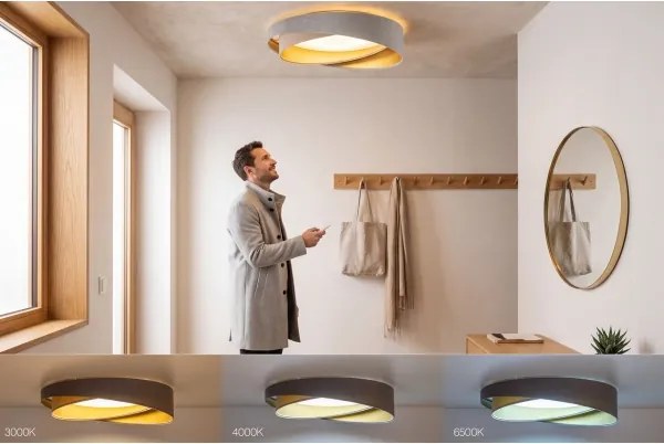 LED, fényerőszabályozható mennyezeti lámpa SM. GALAXY M. 24W/230V átm. 55 cm szürke/bézs/arany + távirányító
