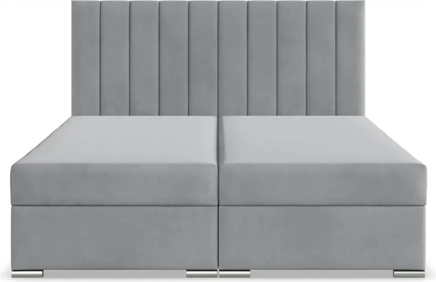 Agen ágy, bársony, 140 x 200, ágyneműtartóval, szürke