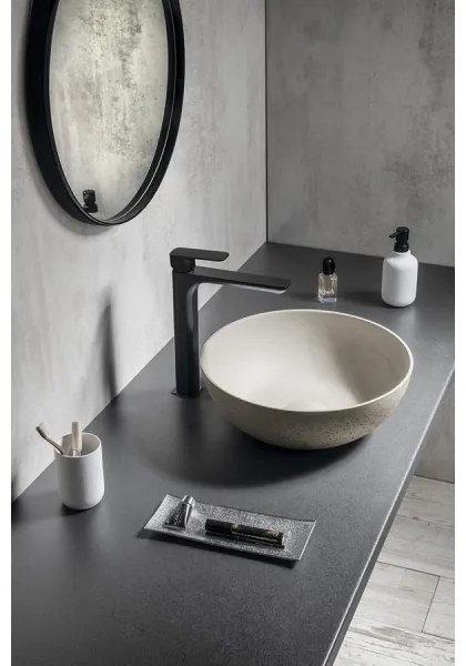 Sapho - FORMIGO pulton elhelyezhető mosdó, Ø 39 cm, beton/homokszínű