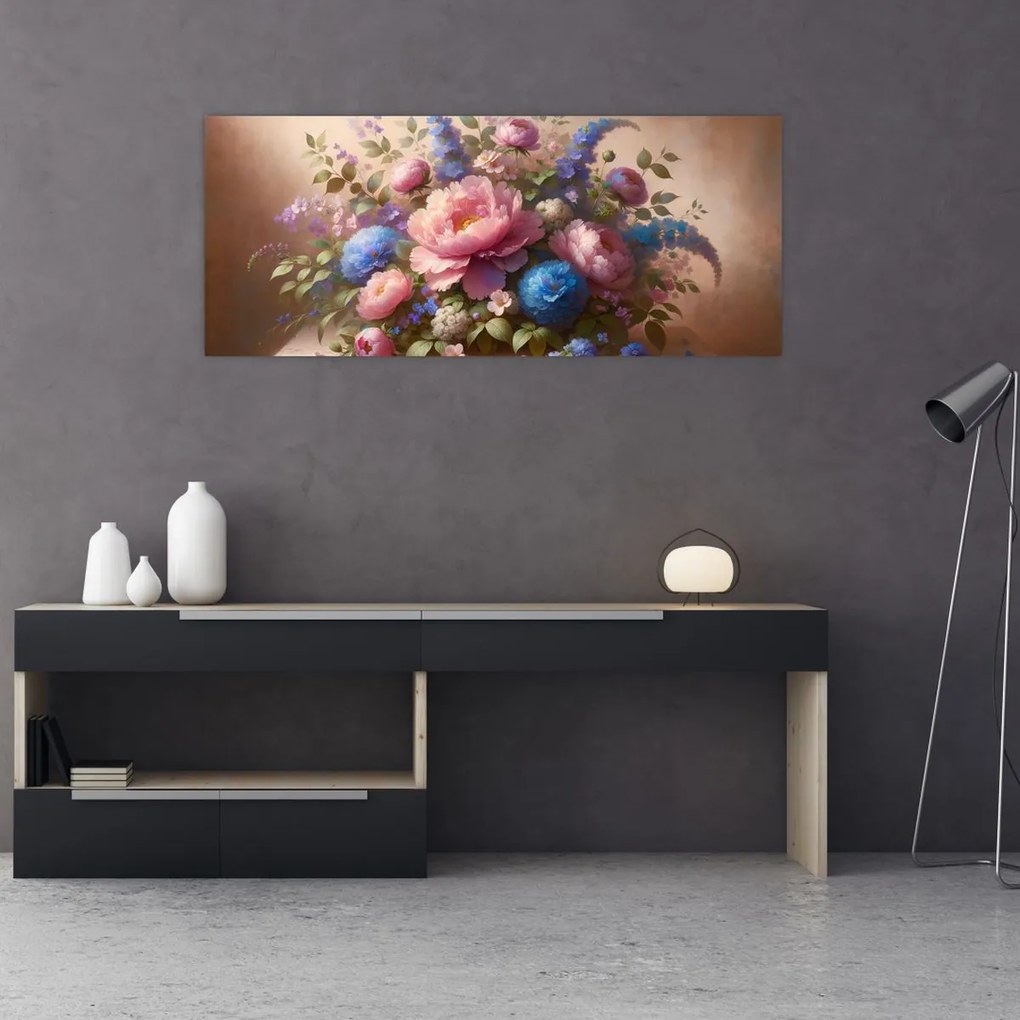 Kép - Asztal tele virágokkal (120x50 cm)