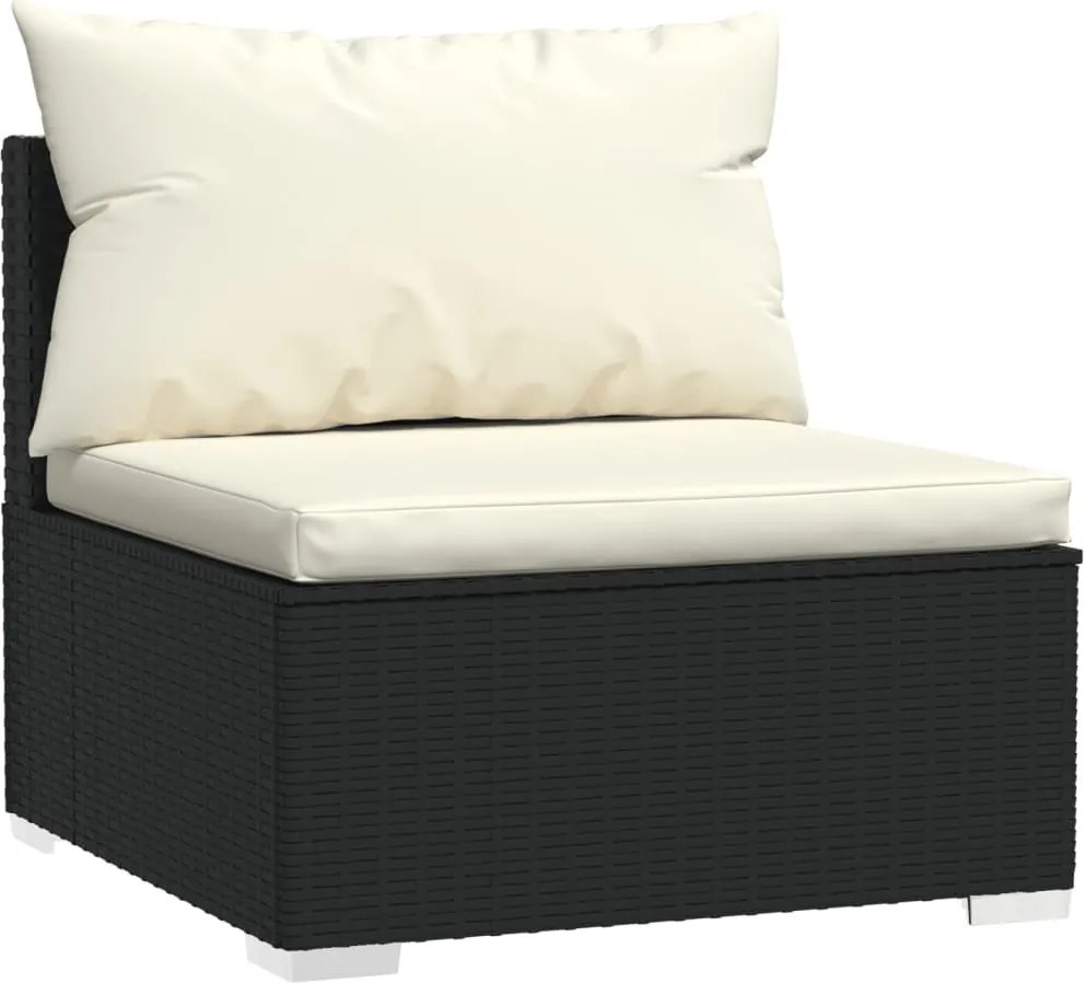 7 részes fekete polyrattan kerti ülőgarnitúra párnákkal