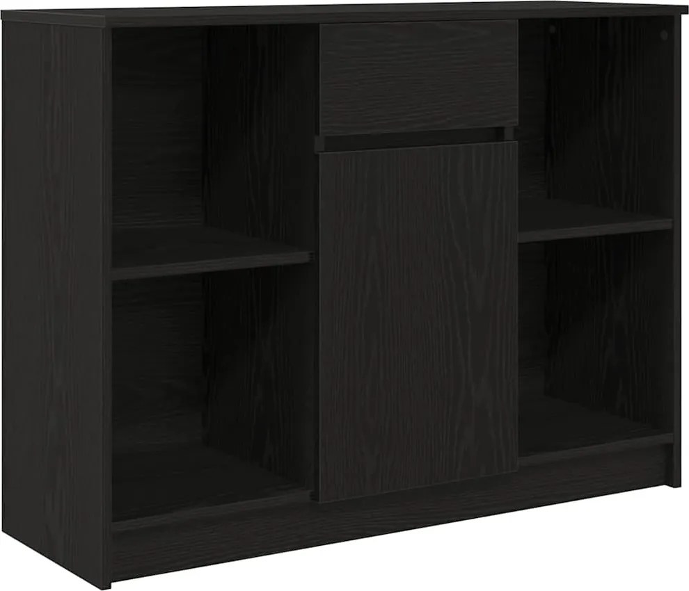 vidaXL fekete tölgy szerelt fa tálalószekrény fiókos 101x35x76 cm