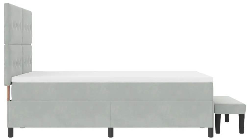 Boxspringágy matraccal és paddal Világosszürke 140x190 cm Bársony