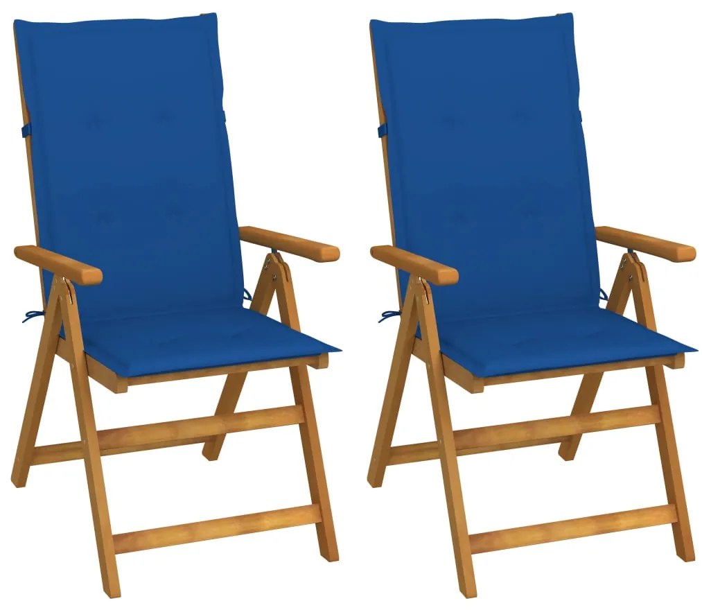 vidaXL 2 db dönthető tömör akácfa kerti szék párnákkal