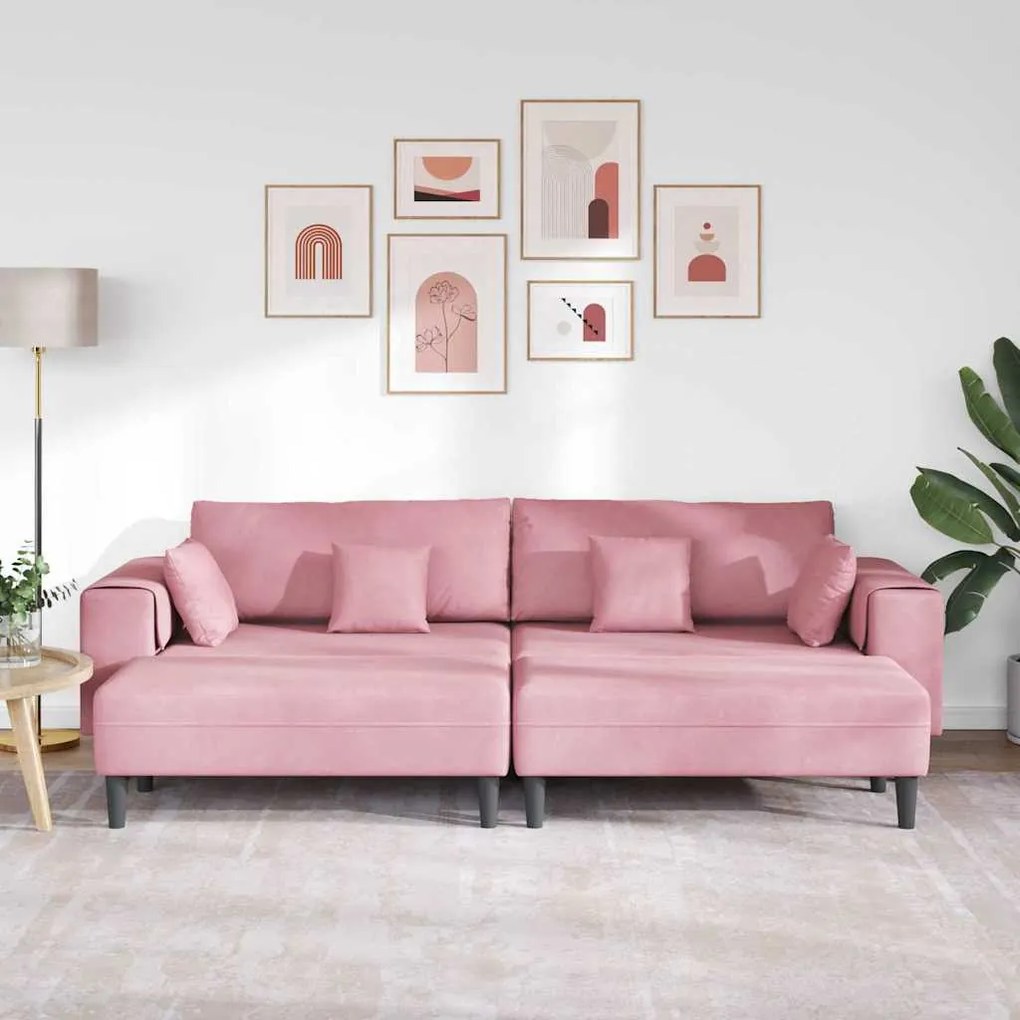 Bársony Kanapé párnával 3 pcs Rózsaszín 208 cm Bársony