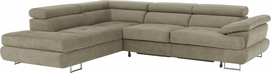 Ülőgarnitúra tárolóhellyel, világosbarna melír, szövet, balos, BUTON R