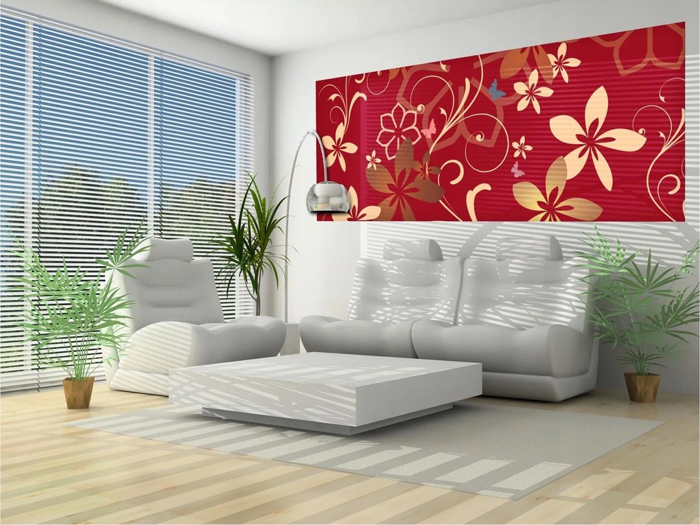 Fotótapéta Virágok Pillangók Arany Hálószoba Dísz Nappali 250x104 +ragasztó