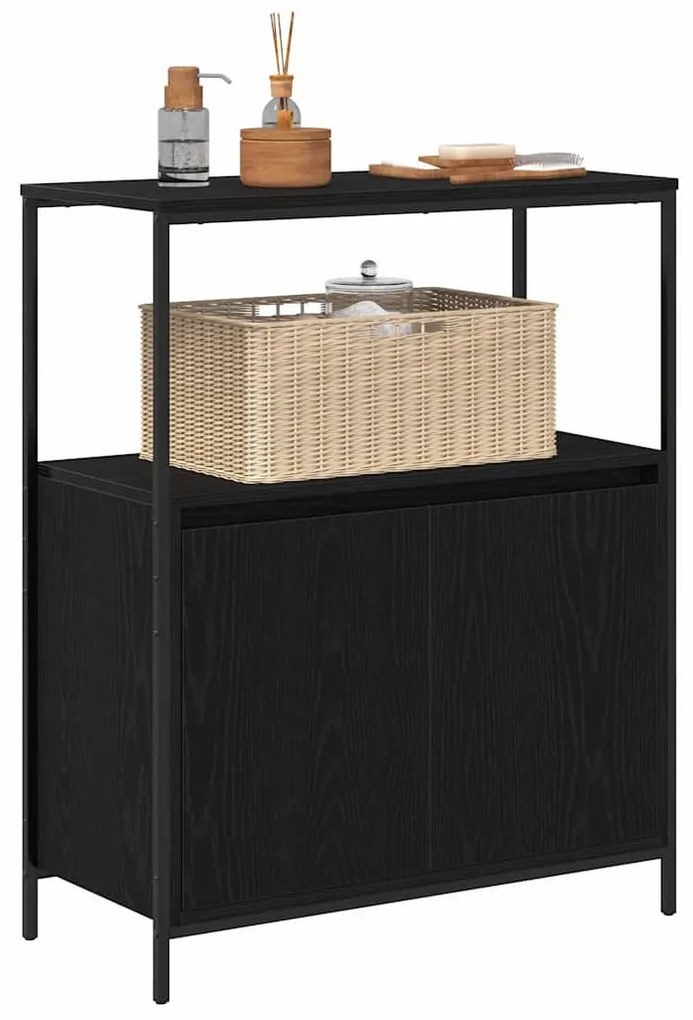fekete tölgy fürdőszobaszekrény polcokkal 76,5x35x95 cm