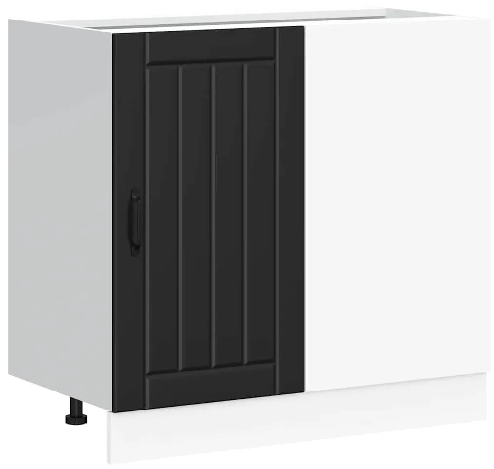 fekete, műfa konyhaszekrény „Lucca”