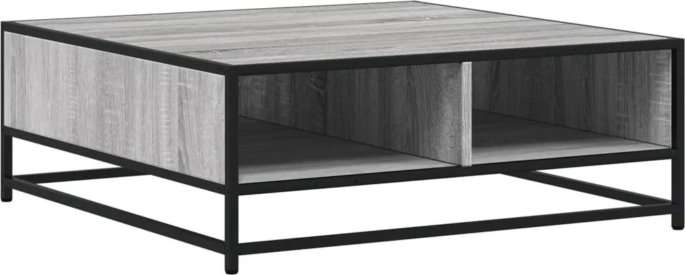 vidaXL szürke sonoma szerelt fa és fém dohányzóasztal 80 x 80 x 30 cm
