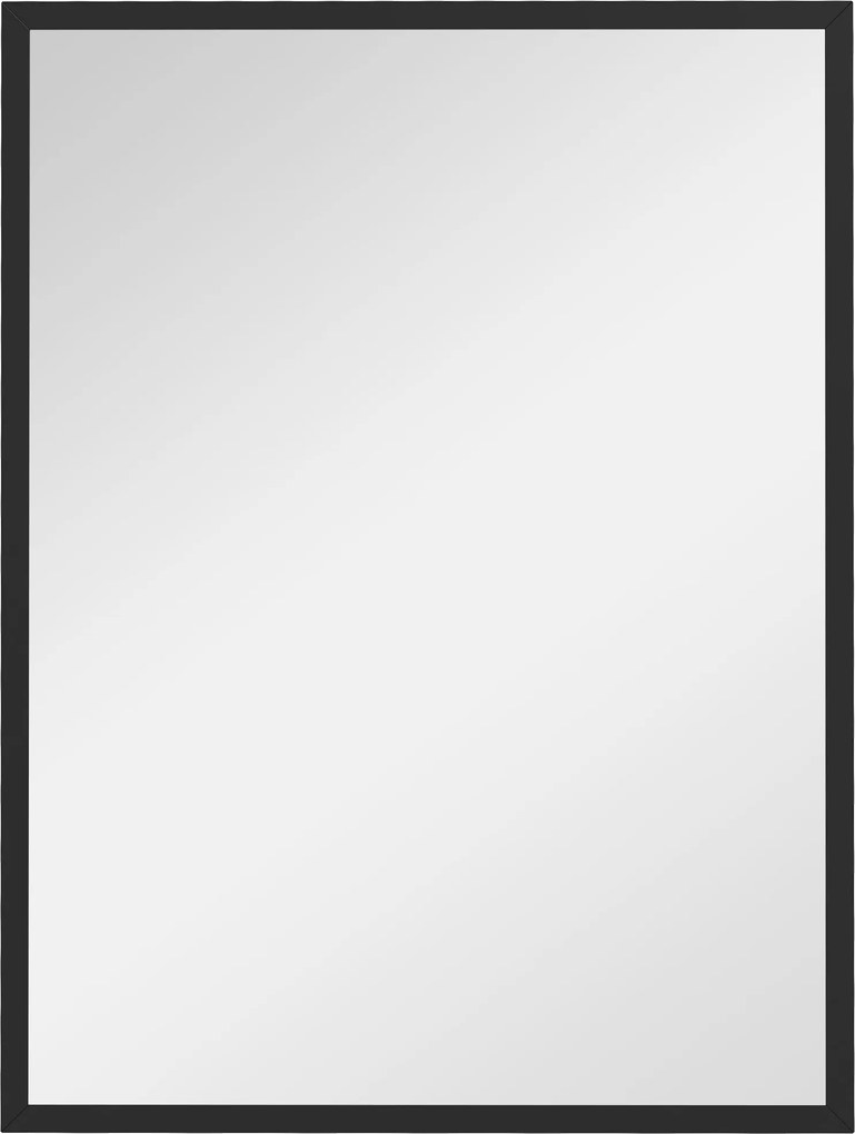 HOMCOM Téglalap alakú fali tükör akasztókkal, üveg és MDF, 60x80 cm, fekete | Aosom