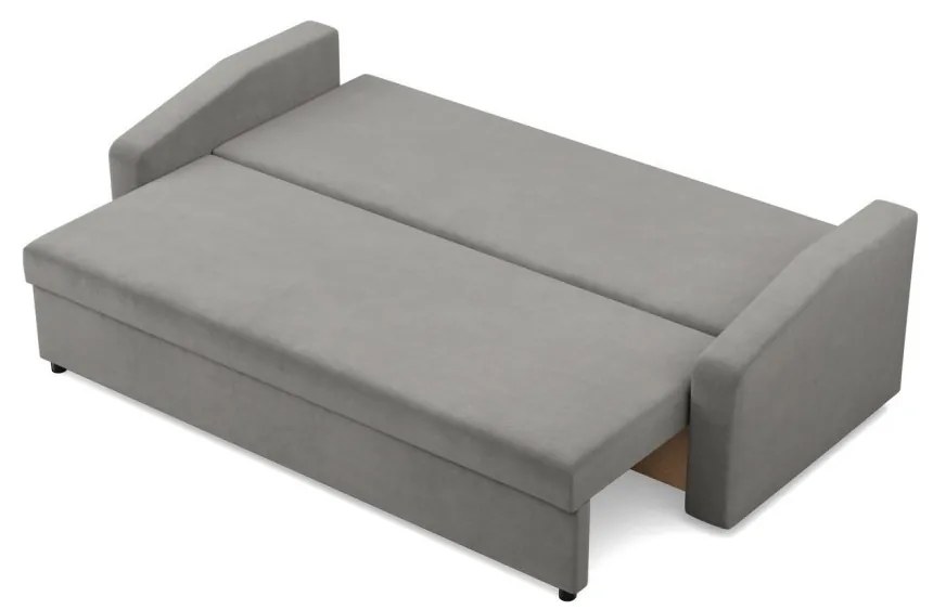 Zeus kanapéágy, bársony, hab töltet, döntött kartámasz, világosszürke