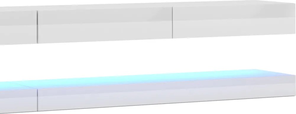 TV szekrény FLY DOUBLE fehér/fényes fehér LED 5W