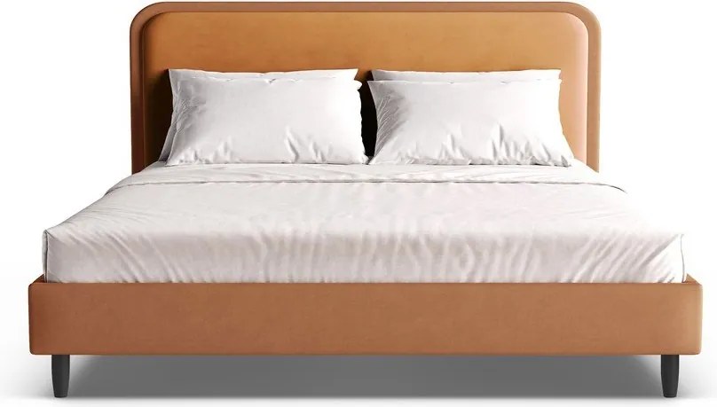 Narancssárga kárpitozott franciaágy ágyráccsal 160x200 cm Aveline – Micadoni