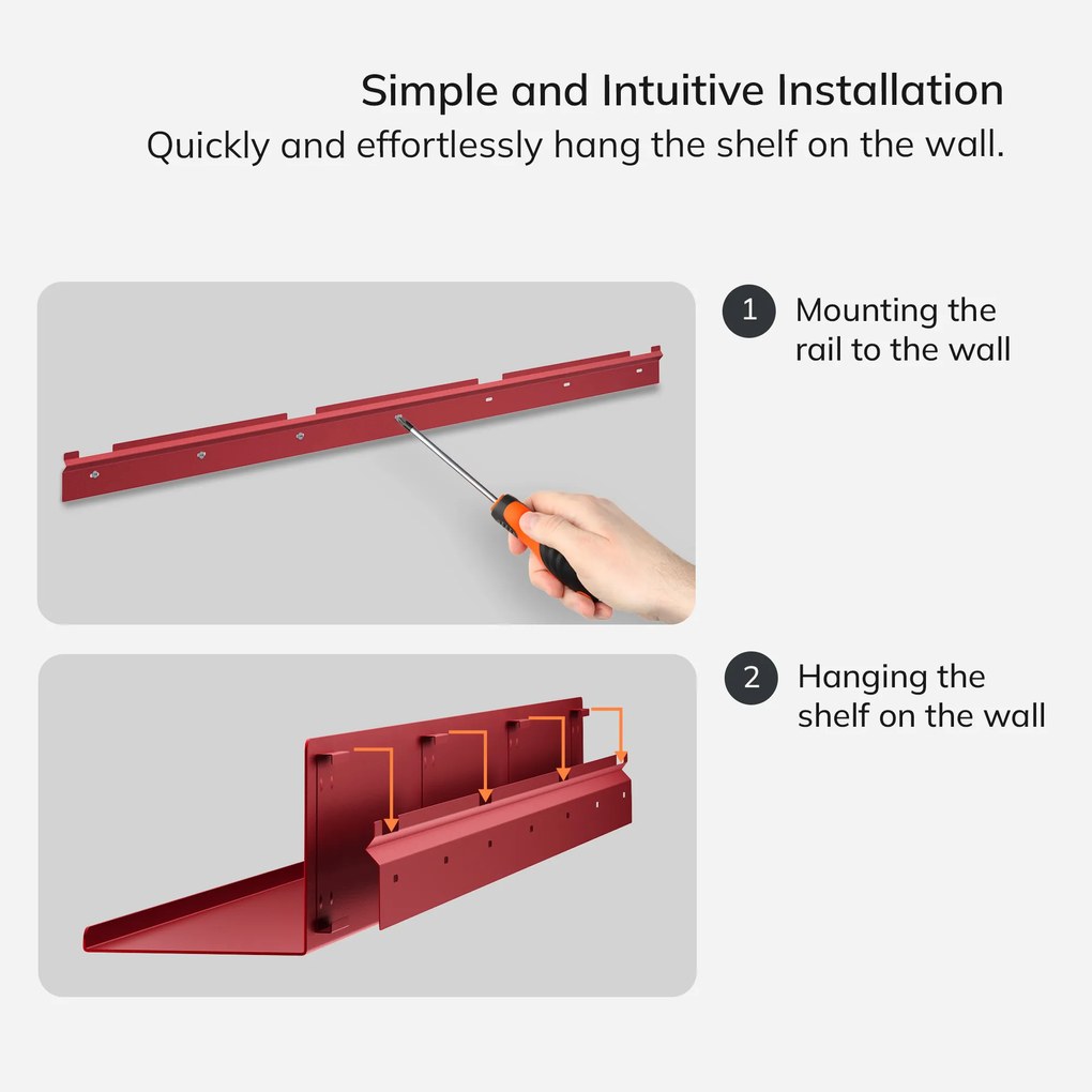 JOANNE fali polc 1200 mm, Modern: piros