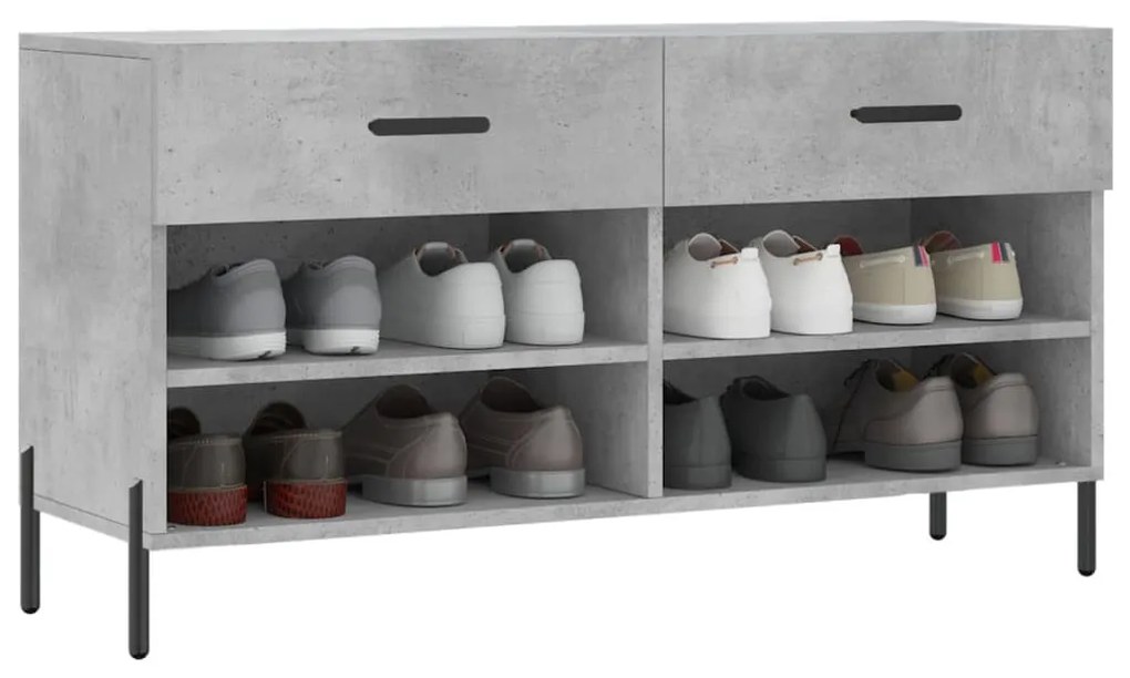 betonszürke szerelt fa cipőpolc 102 x 35 x 55 cm