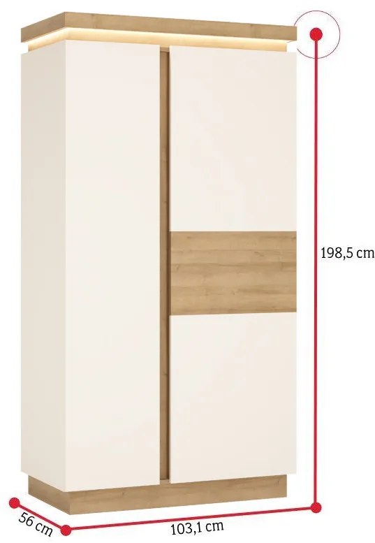 LION ruhásszekrény, 103,1x198,5x56, fehér/riviera tölgy