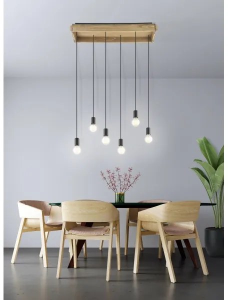 Eglo 43592 - Csillár zsinóron WOOTTON 6xE27/40W/230V