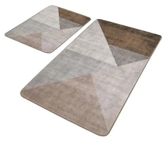 Szürke-barna bársony fürdőszobai kilépő szett 2 db-os 60x100 cm – Mila Home