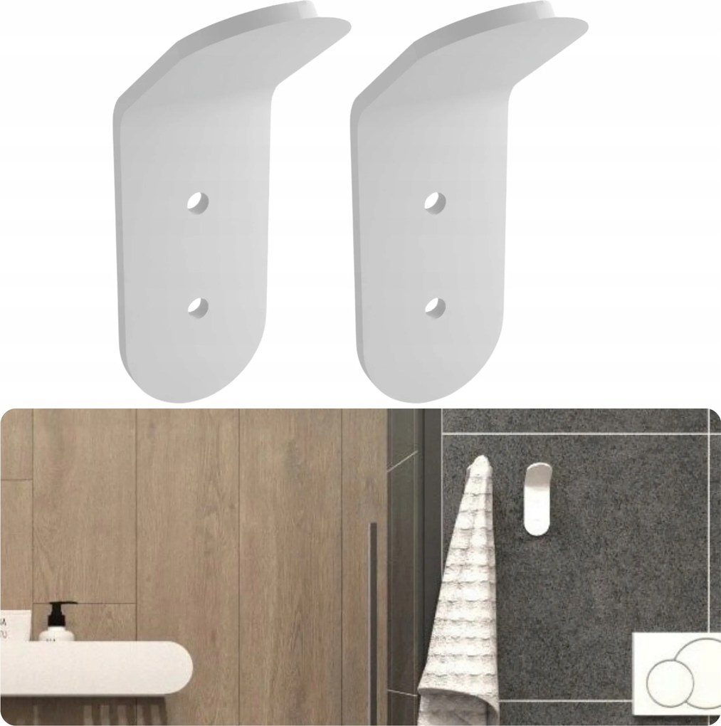 Fürdőszobai Akasztók Atlas Törölközőtartó Nagy 10 cm Fehér 2 db