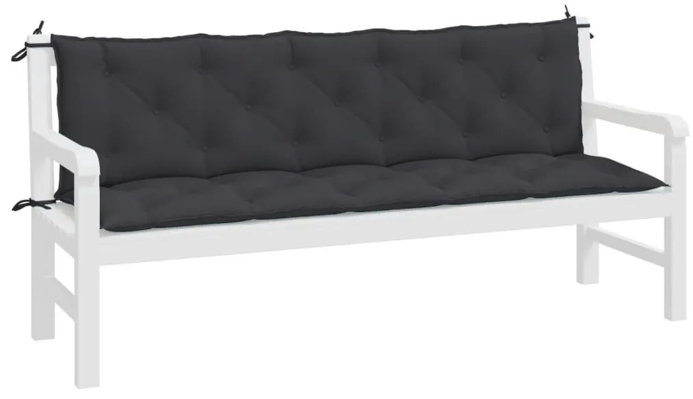 2 db fekete oxford szövet kerti padpárna 180 x 50 x 7 cm