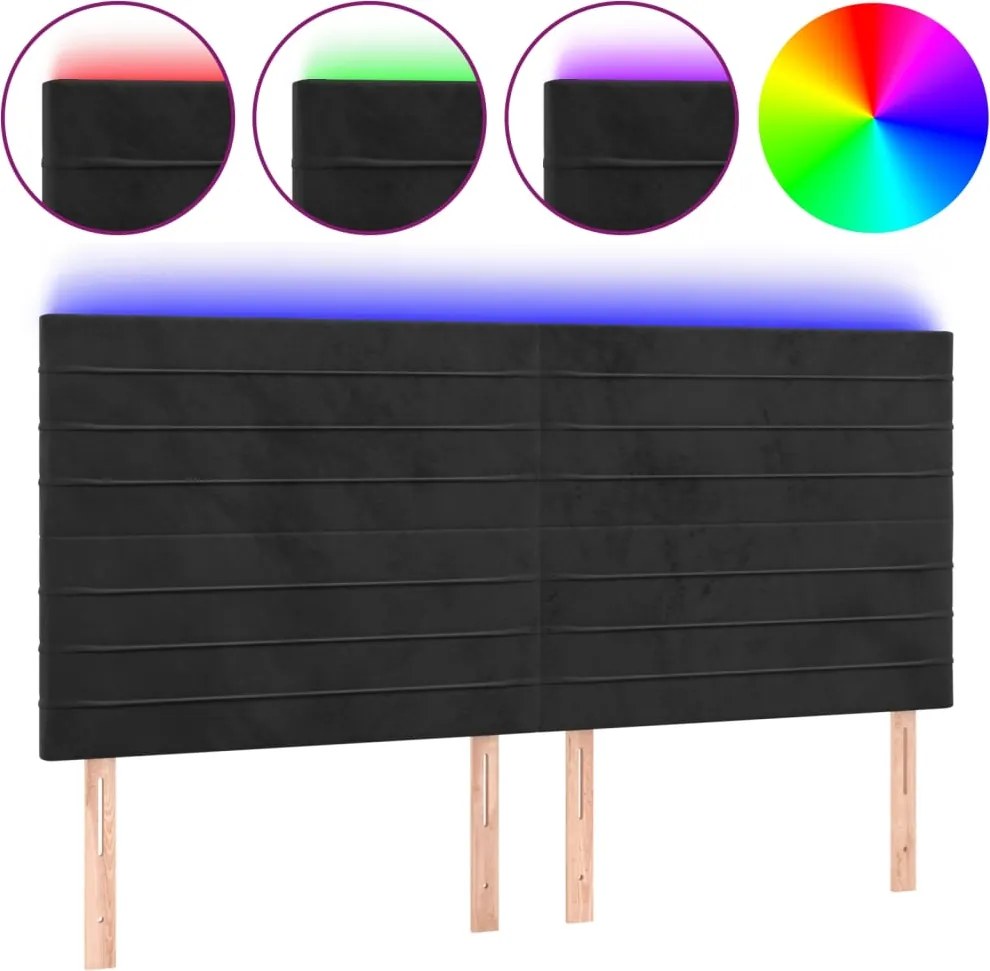 vidaXL fekete bársony LED-es fejtámla 160x5x118/128 cm
